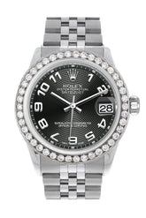 Rolex Custom Diamond Bezel Datejust 31 Black Concentric Dial Jubilee Ladies Watch 178240 / Si None